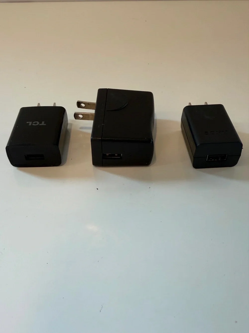 Lot of 3 USB Wall Charger Adapters TCL Huawei and Sony Black